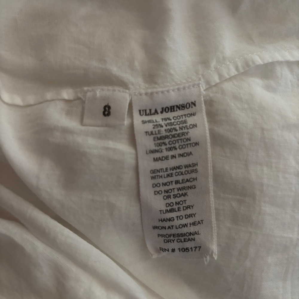 Ulla Johnson Sheila Dress White Lace Sleeve Embroider Midi Revolve Size 8 Medium - Picture 11 of 16